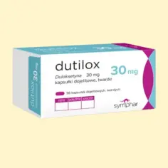 Opakowanie leku Dutilox 30 mg, zawierającego duloksetynę. Może być stosowane jako zamiennik innych preparatów z tą substancją czynną.